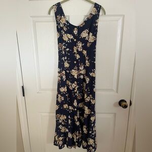 Vintage Floral Button-Down Maxi Dress